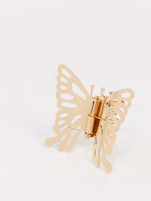 Asos Design Hair Clip In Butterfly Design In Gold Tone