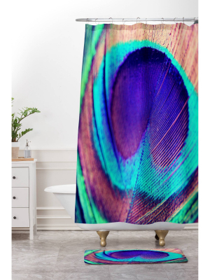 Pretty Peacock Shower Curtain Rich Plum - Deny Designs