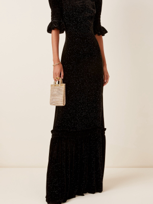 The Night Flight Glittered Velvet Maxi Dress