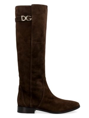 Dolce & Gabbana Logo Plaque Knee-high Boots