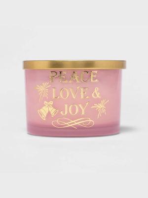 15oz Holiday Sentiment Decal Glass Jar Candle 'peace Love Joy' - Threshold™