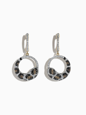 Effy 14k Yellow Gold Diamond Leopard Spot Earrings, 1.24 Tcw