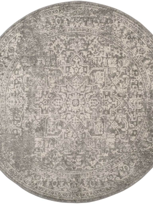 Evoke Oriental Silver/ivory Round Rug