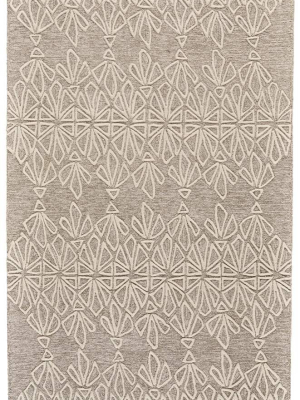 Feizy Enzo Handmade Minimalist Wool Patterned Rug - Warm Taupe & Ivory - Available In 6 Sizes