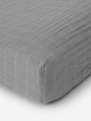 Cotton Muslin Changing Pad Cover - Nickel