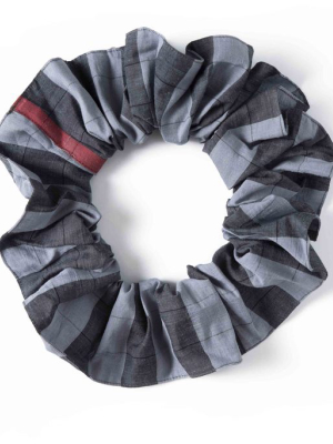 Grey Checkered Pure Cotton Scrunchie