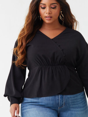 Plus Size Button-loop Top