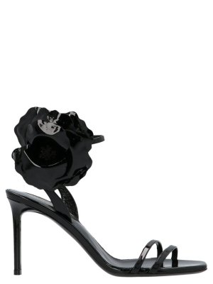 Saint Laurent Amber Flower Appliqué Sandals