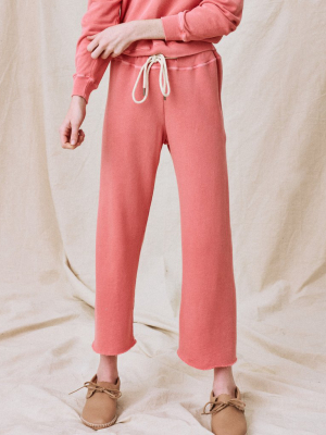 The Wide Leg Cropped Sweatpant. -- Dark Victorian Rose