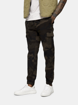 Camouflage Print Skinny Cargo Sweatpants