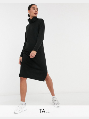 New Look Tall Rollneck Dress In Black