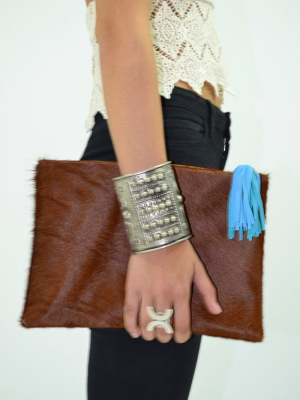 Hide Clutch In Brown