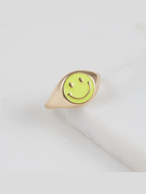 All Smiles Happy Face Ring, Yellow