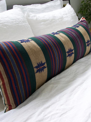 Naga Tribal Extra Long Lumbar Pillow - Green, Blue, Red #2 - 14x36 (final Sale)
