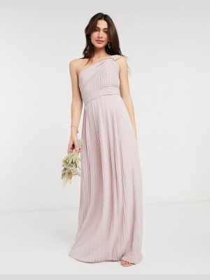 Tfnc Bridesmaid Pleated One Shoulder Maxi Dress In Pink