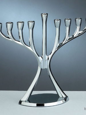 Rite Lite 8.75" Shiny Contemporary Hanukkah Menorah - Silver