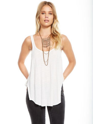 Linen Jersey Racer Back Tulip Side Shirttail Tank