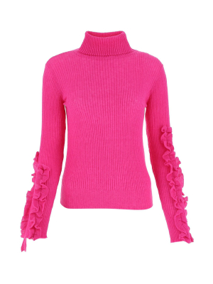 Philosophy Di Lorenzo Serafini Ruffled Sleeve Ribbed Sweater