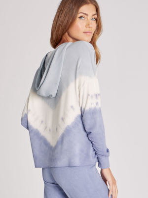 Raw Hem Crop Hoodie | Chevron Tie Dye