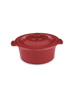 Cuisinart 3 Quart Capacity Chef's Classic Chip And Stain Resistant Ceramic Round Stoneware Baker Dish With Matching Heat Resistant Lid Covering, Red