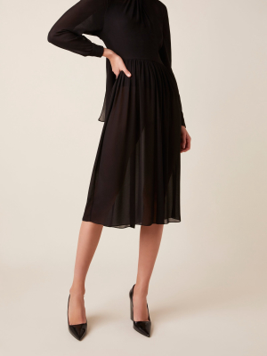 Ruched Knee-length Cotton Dress