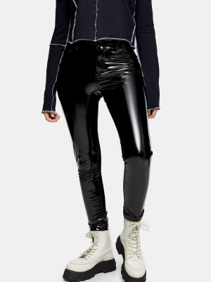 Petite Black Faux Leather Vinyl Jamie Skinny Jeans