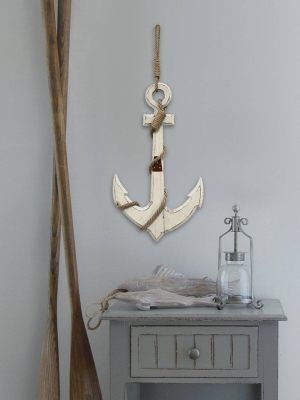 12.6" X 22.83" Nautical Anchor Wall Decor White - Stratton Home Décor