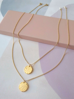 Double Coin Hammered Necklace (sd1602)