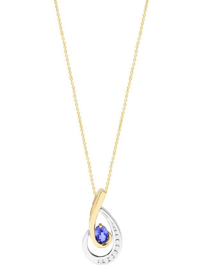 Effy Gemma 14k Two Tone Gold Tanzanite And Diamond Pendant, 0.87 Tcw