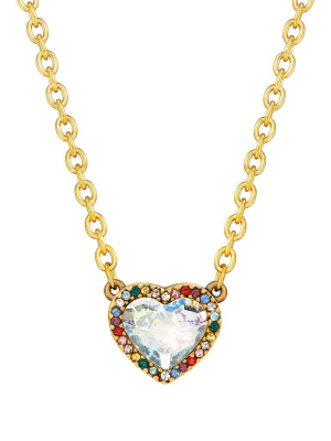 Crystal Heart Necklace In Ombre