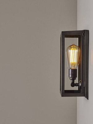 Medium Box Wall Light With Internal Glass-weathered Brass