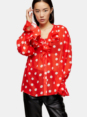 Red Oversized Spot Shirt