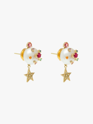 Pearl Star Drop Earrings