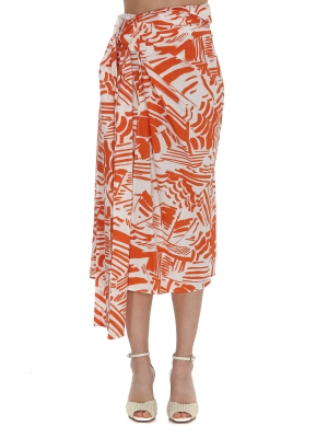 Msgm Abstract-print Wrap Skirt