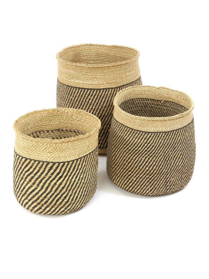 Iringa Baskets - Black Diagonal Stripes