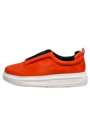 Billie Orange Split Front Slide On Sneaker Flat