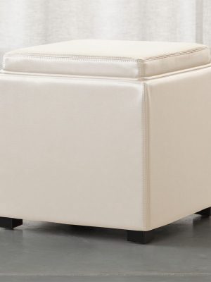 Stow Alabaster 17" Leather Storage Ottoman