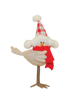 Northlight 8.25" Beige And Red Bird With Scarf Christmas Tabletop Decor