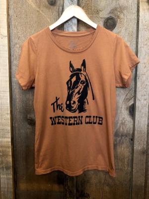 The Western Club Womens Tee Cognac/black