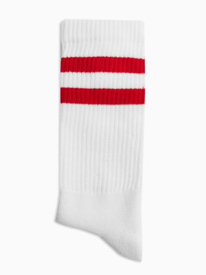 Red Double Stripe Tube Socks