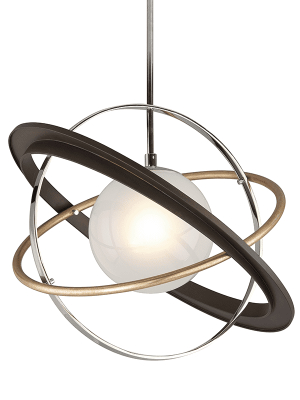 Apogee 1lt Pendant Medium Bronze W/ Gold Leaf And Polished Stainless