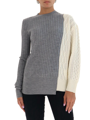 Sacai Patchwork Asymmetric Knit Jumper