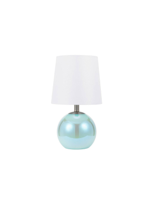 16" Iridescent Glass Table Lamp With Nightlight Blue - Cresswell Lighting