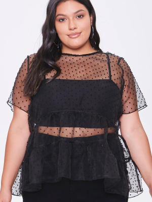 Plus Size Sheer Clip Dot Top