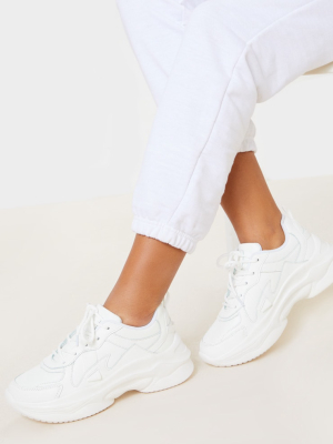 White Pu Chunky Bubble Sole Sneakers