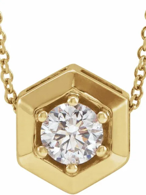 Pompeii3 14k Yellow Gold 1/2ct Lab Created Diamond Solitaire Geometric Pendant Necklace