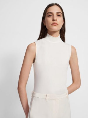 Sleeveless Turtleneck Sweater In Ribbed Viscose