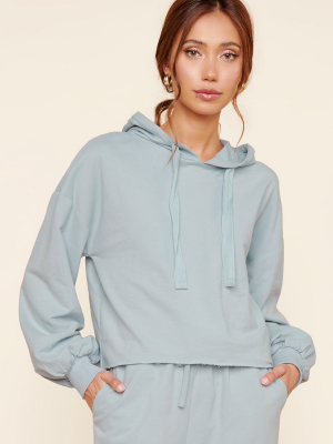 Deanna French Terry Raw Hem Hoodie