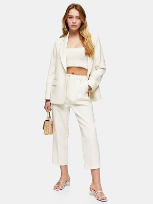 Petite Ivory Crepe Single Breasted Blazer