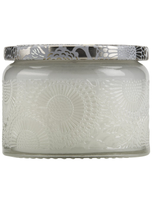 Petite Embossed Glass Jar Candle In Mokara